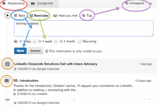 LinkedIn relationship tab