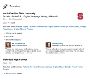 Example of Education experience section on LinkedIn.