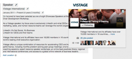 Vistage LinkedIn Company Page