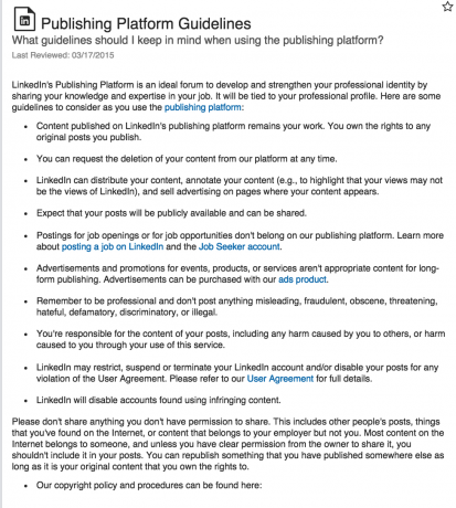 LinkedIn Guidelines for publishing