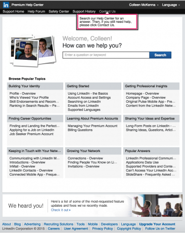 help center LinkedIn