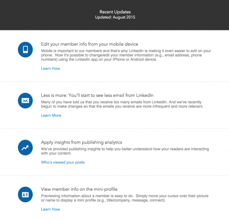 current LinkedIn updates
