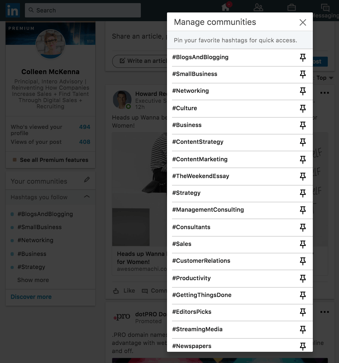 Hashtag pin